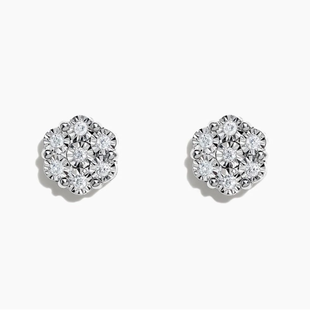 EFFY 925 Sterling Silver Diamond Bouquet Stud Earrings, 0.14 TCW